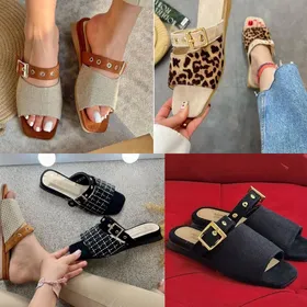 صندل اسلیپر دمپایی زنانه کمربندی کنفی