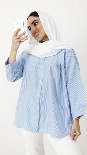 شومیز سینه چین راه راه