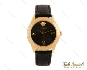 ساعت ورساچه زنانه طلایی بند چرم مشکی Versace-3941-L