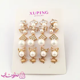 گوشواره زنانه ژوپینگ میخی طرح مرواریدی