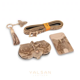 ست مینی لاکچری زنانه چرم یلسان مدل چیکا کد 162-PRM-ATS-MDS-RTL (کرم)