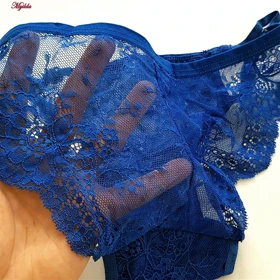 ست شورت و سوتین زنانه گیپور فانتزی نانسی آبی کد 4691-8585