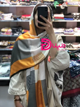 شال خردلی طراحی دلینا