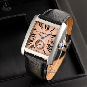 ساعت کارتیه بند چرمی Cartier Tank SK20 (رزگلد)
