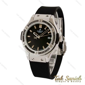 ساعت هابلوت زنانه نقره ای دورنگین مشکی Hublot-5128-L