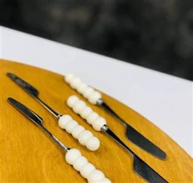 کره خوری دسته مرواریدی سفید / s50