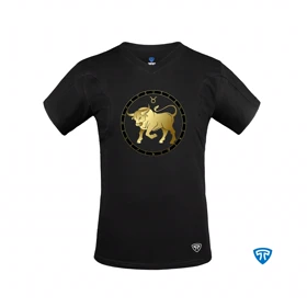 تیشرت نانو آنتی باکتریال ضدتعریق مردانه یقه هفت بسته مشکی نماد متولدین اردیبهشت ماه