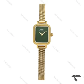 ساعت DW مینی Quadro زنانه حصیری طلایی صفحه سبز مهندسی DW-10679-L