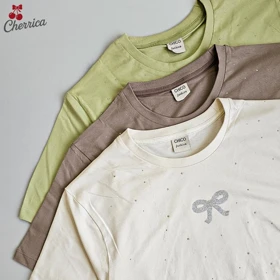 تیشرت باکسی پاپیون نگینی