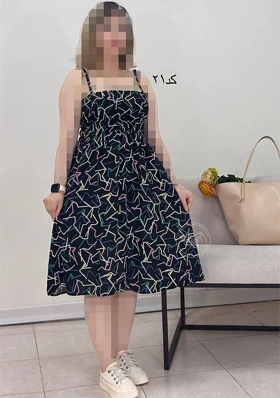 پیراهن نخی گل‌گلی