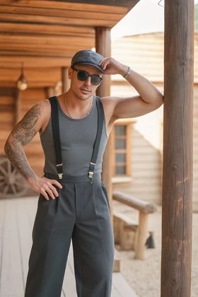 رکابی تنک تاپ طوسی OLD SCHOOL