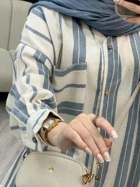 مانتو راه راه تک جیب ندا