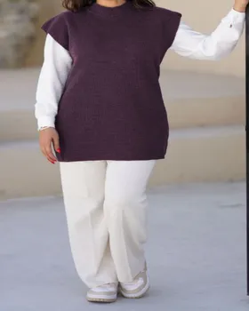 ست مانتو و سارافون بافت اکریلیک کد 344
