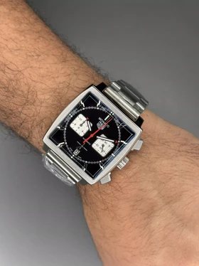 ساعت مچی تگ هویر موناکو بند سیلور صفحه مشکی Tag Heuer Monaco