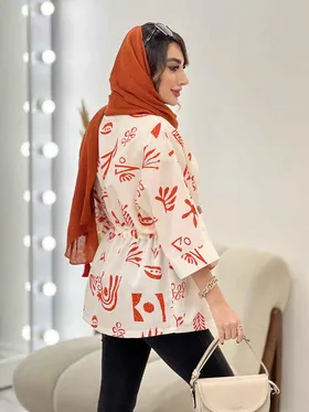 مانتو شومیزی طرح دار کمر گت