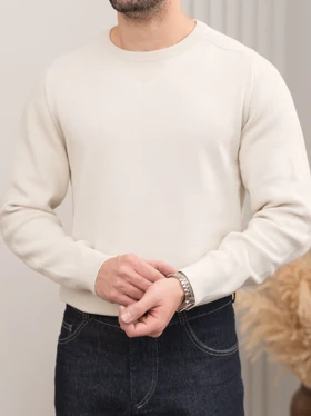 بافت یقه گرد کرم روشن sh399