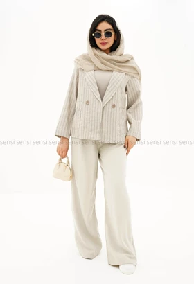 کت راه راه لینن جیب پاکتی کد1005297