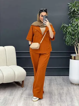 ست مانتو و شلوار جلو بسته دلوان