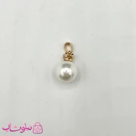 آویز گردنبند زنانه طرح تک مروارید و گل طلایی کد 1391