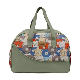 ساک لوازم کودک چرمی Bebetto طرح خرسی مدل B340 (پسته‌ای)