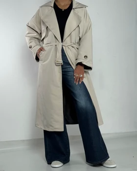 بارانی بلند پشت دکمه کد 600030 (استخوانی)