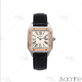 ساعت کارتیر مدل سانتوس دومونت قاب رزگلد نقره ای صفحه سفید 106175