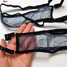 ست شورت و سوتین زنانه پلنگی فنردار آبی برتا کد 5104-4041-BLL به همراه نگهدارنده جوراب