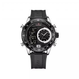 ساعت نیوی فورس مردانه بند رابر مشکی دو زمانه NF9199-S.W.BK