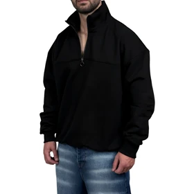 دورس مردانه یقه نیم زیپ مشکی طرح ساده