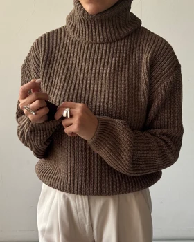 کراپ بافت یقه اسکی  کد 1500151 (قهوه ای)