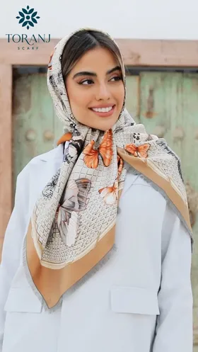 روسری پروانه دورو ابریشم