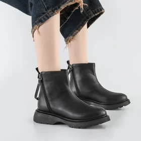 بوت و نیم بوت زنانه و دخترانه مدل دو بر زیپ رنگ مشکی کد M610