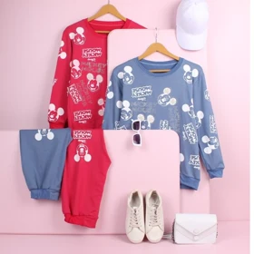 ست راحتی بلوز و شلوار زنانه نخ پنبه طرح میکی موس