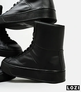 بوت مردانه چرمی مشکی ZARA