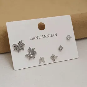 پک گوشواره نگین‌دار مژان با آبکاری نقره925 رنگ سیلور