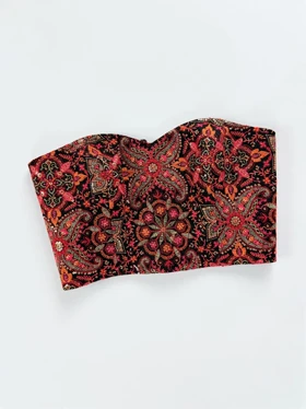 کراپ تاپ مجلسی دکلته فنر دار سوزن دوزی پشت‌باز بندی