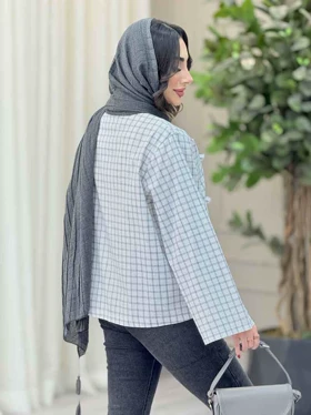 مانتو چهارخونه جلو بند