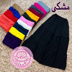 دامن نخی طبقه‌ای بلند در رنگبندی متنوع(کد1047)