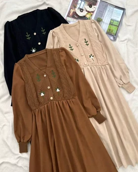 پیراهن پاییزه بافت/کبریتی 3 رنگ کد 5324