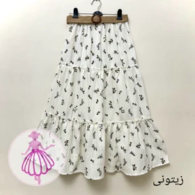 دامن شکوفه ای طبقه‌ای پینترستی بلند (زیتونی)