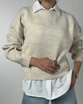 بلوز بافت یقه شومیزی کد 150091