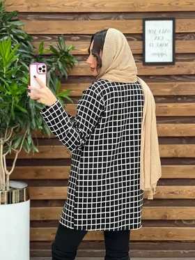 پالتو چهارخونه یقه انگلیسی