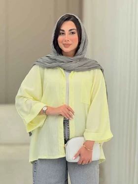 مانتو پانچ آستین پاکتی تک جیب