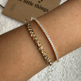 بنگل نازک طلایی گوی و نگین