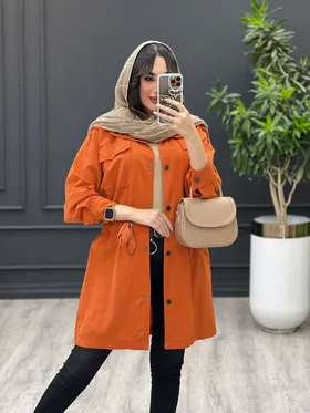 مانتو کمرگت یقه دو دکمه