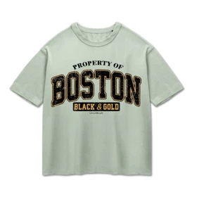 تیشرت باکسی پپا طرح Boston رنگ سبز