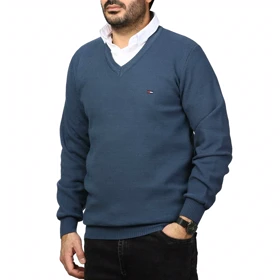 پلیور بافت یقه هفت فندوقی مردانه مدل 669854