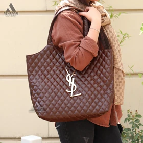 کیف زنانه بزرگ YSL Tote Bag A01 (قهوه‌ای)