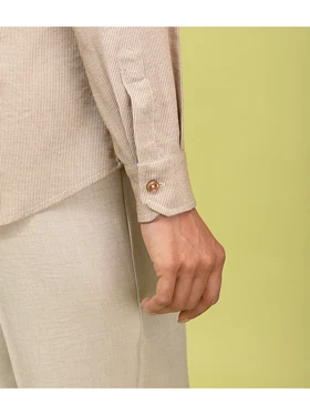 شومیز زنانه کتان راه راه کژوال تابستانی یقه مردانه پریناز