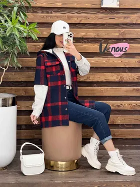 پالتو چهارخونه آستین دورس